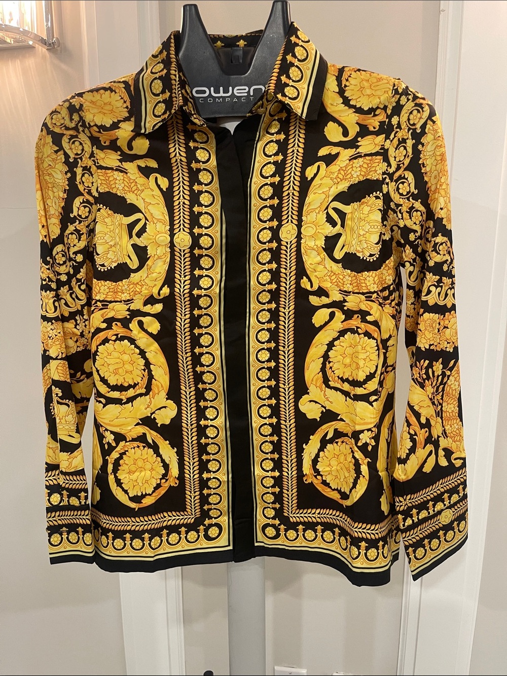 Black & Gold Baroque Print Button-Up Shirt